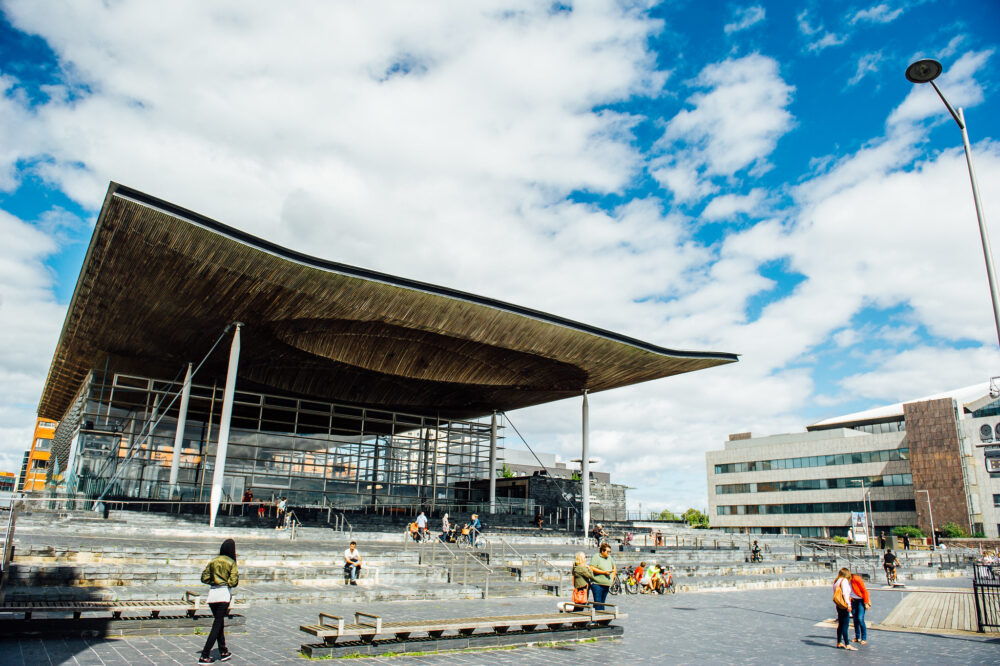 Senedd building in Cardiff Bay