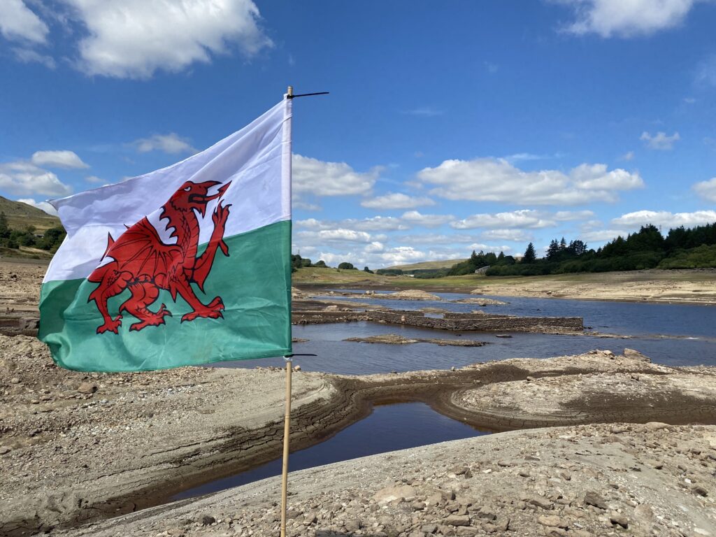 Welsh flag overlooking Capel Celyn