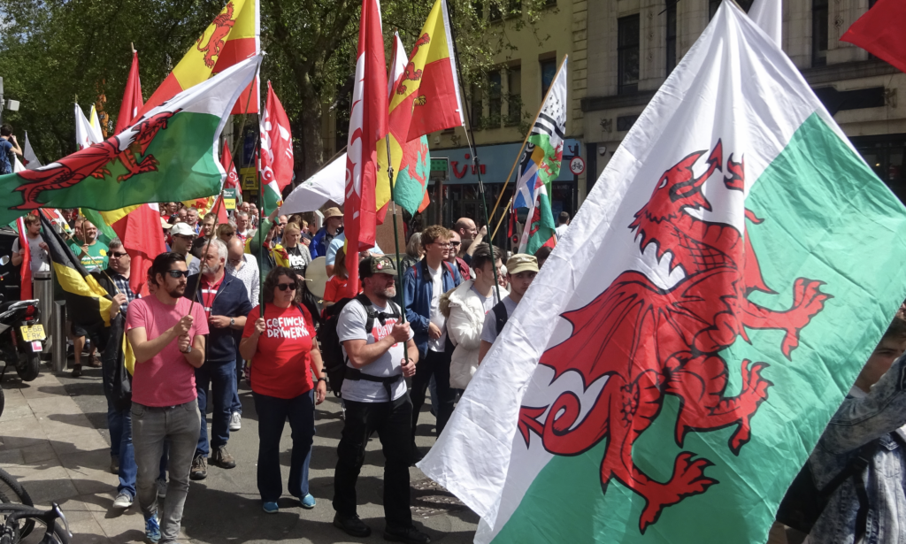 A picture of a March for Welsh independence in Cardiff