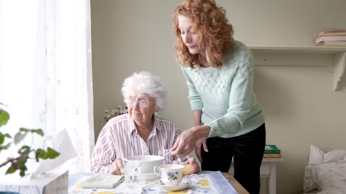 Carer and elderly woman