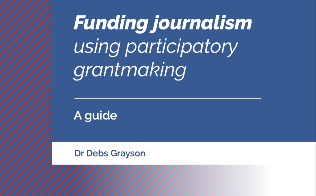 The cover of Funding journalism using participatory grantmaking