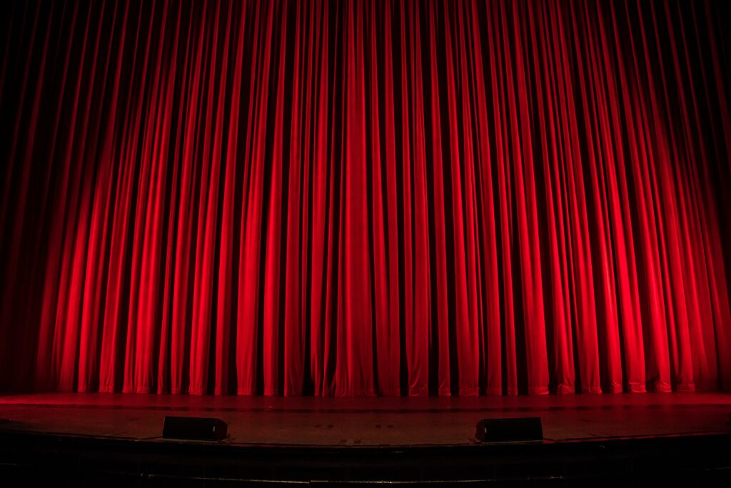 A picture of red theatre curtains